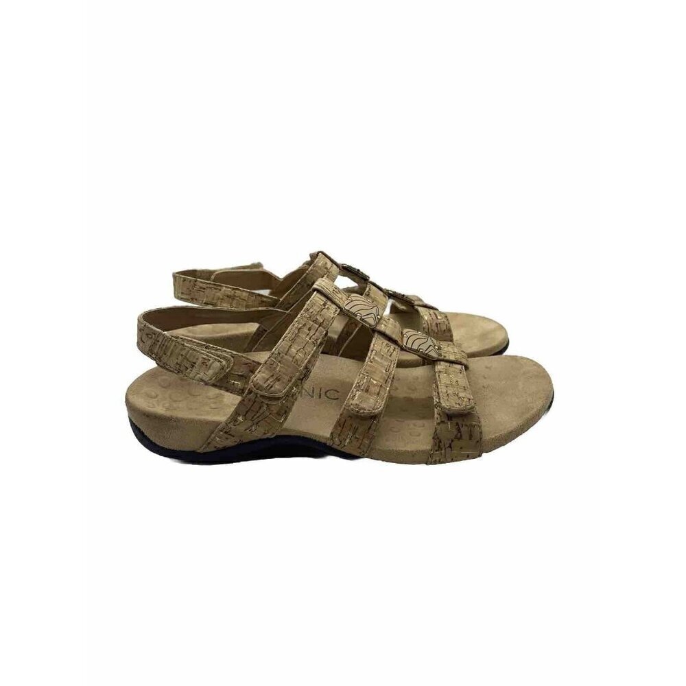 Vionic 44Amber Strappy Slingback Sandals Women's Size 6 Cork Tan Beige Comfort